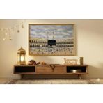 BELIEVE KABE UMRE HAC ZİYARETİ JAKARLI DOKUMA GOBLEN DEKORATİF ÇERÇEVESİZ PANO TABLO 70*115 - 70 x 100 cm