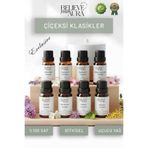 Believe Your Aura Çiçek Esans Seti - %100 Saf & Bitkisel Buhurdanlık ve Difüzör 8'li Uçucu Yağ Esans Seti - 8x10 ml