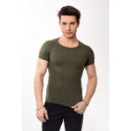 Belifanti Collection Erkek Slim Fit Basic Bisiklet Yaka Kısa Kollu T-shirt Tişört Haki