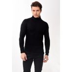 Belifanti Collection Erkek Slim Fit Siyah Kazak Uzun Kol Boğazlı Yaka Düz Desen
