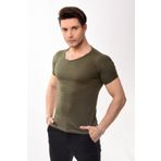 Belifanti Collection V Yaka Basic Slim Fit Erkek Tişört T-shirt Haki