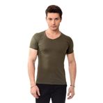 Belifanti Collection V Yaka Basic Slim Fit Erkek Tişört T-Shirt (L, Haki Yeşili)