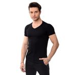 Belifanti Collection V Yaka Basic Slim Fit Erkek Tişört T-Shirt (S, Siyah)