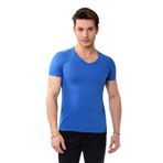 Belifanti Collection V Yaka Basic Slim Fit Erkek Tişört T-Shirt Saks Mavisi - M