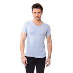 Belifanti Collection V Yaka Basic Slim Fit Erkek Tişört T-Shirt (XL, Mavi)