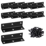 BELIHOME L şeklinde açılı bağlantı, 10 adet metal açı, 80 x 20 mm, mobilya açısı, 90 derece, 60 vida, siyah L şeklinde açılı bağlantı, L kıskaçlar, açılı bağlantı, ahşap, mobilyalar için