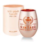 Belillpipi Kadınlar için 60. doğum günü hediyesi, 60. yaş günü mumluğu, cam mumluk, pembe altın, hediye kutulu, gravürlü tealight mumluk, 60 kadın Noel için hediye