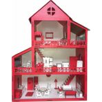 Belinay Ahşap Oyun Evi 80CM 36 Eşya - Kırmızı