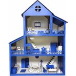 Belinay Ahşap Oyun Evi 80CM 36 Eşya - Mavi