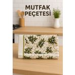 BELİNİS 40x60 Zeytin Dalı Baskılı 3 Lü Set El Yüz Havlusu / Mutfak Havlusu -kurulama Bezi