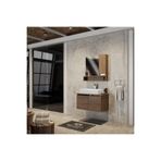 Belinza Regina 80 cm Banyo Dolabı Takımı, Kestane, Seramik Lavabo, Ayna Kapaklı