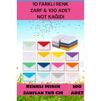Belirtilmemiş 100 Adet 7x9 Cm Renkli Zarf ve Not Kağıdı Canlı Doğum Günü Için Sevimli Mini Kart Davetiye Zarfları