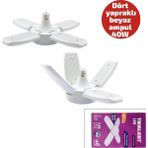 Belirtilmemiş 1+4 Kollu - Yaprakli Pervane Modeli Papatya Beyaz LED Lamba Ampul 40W - E27 P-6040B (5047)