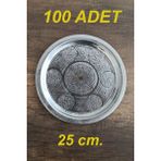 Belirtilmemiş 25 cm - Otantik Desenli Krom Çelik Meze ve Servis Tabağı, Salata Tabağı - 25 x 25