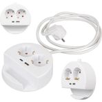 Belirtilmemiş 2'li Telefon Standlı Grup Priz 1x Usb, 1x Type-C Girişli Topraklı Çoklu Ikili Priz 1.5 Metre Kablo