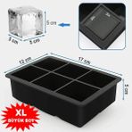 Belirtilmemiş 6'lı Kare Buz Kalıbı - 6 Bölmeli Buzluk 5cm Dev Buz Küpleri - Sunum Buz Küpü Siyah