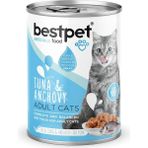 Belirtilmemiş Bestpet Yetişkin Kediler Için, Taze Ton Balıklı, Taze Hamsi Parça Etli Soslu Yaş Mama, 400 G x 1