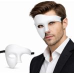 Belirtilmemiş Beyaz Yarım Erkek Maske – Phantom Parti & Balo Maskesi