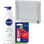 Belirtilmemiş Çilek Dudak Bakım Kremi 4,8 gr + Aloe Vera Pump Losyon 400 ml Çanta Hediyeli Set