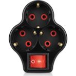 Belirtilmemiş Eko Dizayn 3'lü Golyat Priz Adaptörü, Siyah, Işıklı Anahtarlı, 16A 250V, Ce Belgeli