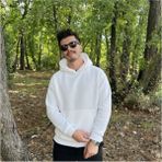 Belirtilmemiş Erkek 3 Iplik Basic Oversize Geniş Kesim Kanguru Cepli Kapüşonlu Sweatshirt - 00-Beyaz - XL