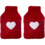 Belirtilmemiş Iki Adet Sicak Su Torbasi Peluş Kalpli,kirmizi Termofor 27X17X2CM 1 Litre