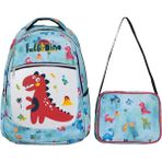 Belirtilmemiş Ilkokul Okul Sırt Çantası Kız Erkek Unisex Beslenme Çantalı Ortopedik 2li Set Dinozor Su Yeşili