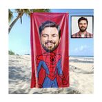Belirtilmemiş Kahraman Karikatürlü Spor Havlusu Mikrofiber 1 Adet Düz Desen ile Özel Tasarım - 80 x 140 cm - Beyaz