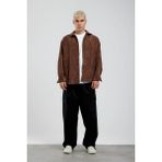 Belirtilmemiş Kahverengi Oversize Fitilli Kadife Gömlek