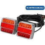 Belirtilmemiş Mıknatıslı LED Römork Stop Lambası Seti 7 Pin Soketli 10 Metre Kolay Kurulumlu Fonksiyonel Aydınlatma
