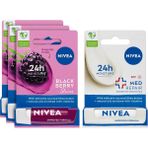 Belirtilmemiş Nivea Böğürtlen Dudak Bakım Kremi, 24 Saat Nem, Doğal Yağlar ile Gün Boyu Bakımı, Böğürtlen Kokusu,