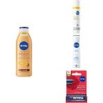 Belirtilmemiş Nivea Q10 SPF50 Gündüz Yüz 40ML, Sıkılaştırıcı Bronzluk Losyon 250ML,KIRMIZI Dudak Kremi De