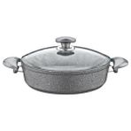 Belirtilmemiş Oms Granit Karnıyarık Tencere 22X7 Gri Cam Kapak - 152.3310.01.02-22-GRİ