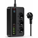 Belirtilmemiş P10 3000W Akım Korumalı Priz - 3 Ac Çıkışlı, 4 USB 2 Type-C Girişli Çoklu Priz, Hızlı Şarj D