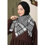 Belirtilmemiş Pamuklu Puşi , Poşu, Kefiye Beyaz Şal 100X100 AYN24014 - Beyaz - Siyah - 100 x 100