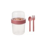 Belirtilmemiş Pembe Saklama Kabı – 2 Katlı Taşınabilir Yemek Kabı, Kaşık Çatal Dahil 18X10 cm