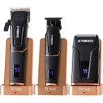 Belirtilmemiş Powertec TR-5400 Saç & Sakal & Günlük Tıraş & Ense Çizim Profesyonel Berber Tıraş Makinesi 3'lü Set