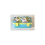 Belirtilmemiş Renkli Desenli Beslenme Kutusu - 700 ml 2 Bölmeli Taşıma Kulplu Çocuk Beslenme Kabı Pp (Mavi)