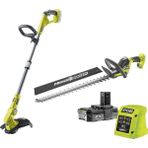 Belirtilmemiş Ryobi V One+ Akülü Motorlu Tırpan Akülü Çalı Budama Makası Kombo Kit RY18LT18HTA-120 (Ayarlan