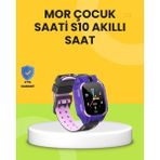 Belirtilmemiş S10 Akıllı Çocuk Saati Mor Tasarım Adımsayar Alarm Fonksiyonlu