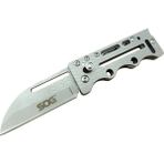 Belirtilmemiş Sog AC78 Gri Yaprak Kamp Çakı 14,5 cm - Metal Sap, Kılıflı