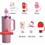 Belirtilmemiş Stanley Termos Uyumlu Stanley Quencher ve Pipetli Termos Uyumlu Silikon Pipet Tıpası Kapağı Stanleypipet Tıpası 2 Adet - Çok Renkli