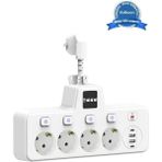Belirtilmemiş Termal Akım Korumalı 4’lü Duvar Tipi Priz 2x USB 2x Type-C Çıkışlı Grup Priz Çoğaltıcı Beyaz (2500W