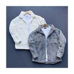 Belirtilmemiş Unisex 2 Li Peluş Polar Hırka Gömlek Düğmeli Dik Yaka Regular Fit Dokulu Desen - Beyaz - 2XL