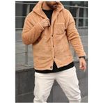 Belirtilmemiş Unisex Peluş Polar Hırka Ceket Düz Desenli Örme Kumaş ile Regular Kalıp Rahat Kullanım - Bej - XL