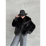 Belirtilmemiş Yumuşak Dokunuşlu Oversize Premium Kürk Peluş Mont Kadın Günlük Kullanım İçin Siyah