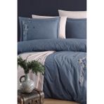 Belis Nakışlı %100 Pamuk Çift Kişilik Nevresim Takımı Indigo - 200 x 220 cm
