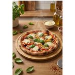 belivano 32 Cm Doğal Bambu Yuvarlak Kesme Tahtası, Sunum, Pizza ve Steak Tabağı