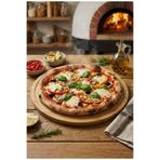 belivano 34 Cm Doğal Bambu Yuvarlak Kesme Tahtası, Sunum, Pizza ve Steak Tabağı