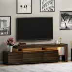 Beliz Modern Led Işıklı 3 Kapaklı, Raflı Tv Sehpası – 192 Cm, Ceviz